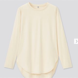 ユニクロ(UNIQLO)の新品　未使用　UNIQLOコットンロングシャツテールT（長袖）白　XLサイズ(Tシャツ(長袖/七分))