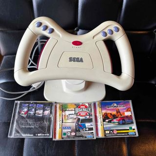 セガ(SEGA)のセガサターン　レーシングコントローラー　レーシングソフト3つ(家庭用ゲーム機本体)