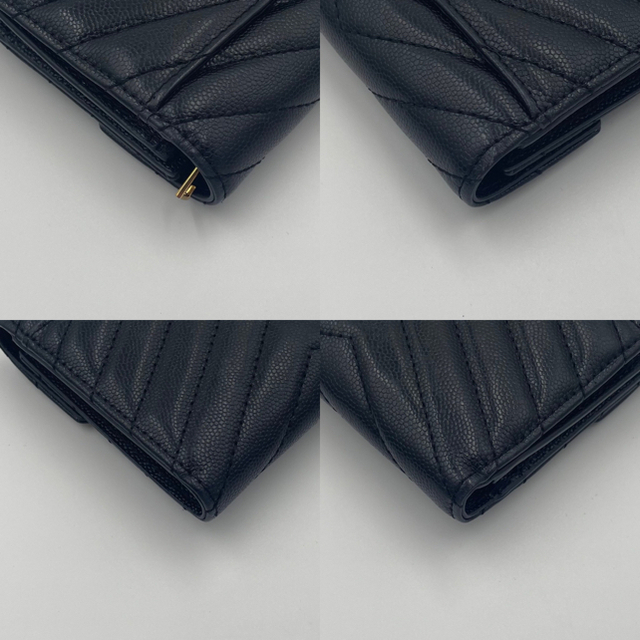 Saint Laurent(サンローラン)の美品　サンローランパリ　三つ折り財布　キルティング　YSL レザー　ブラック レディースのファッション小物(財布)の商品写真