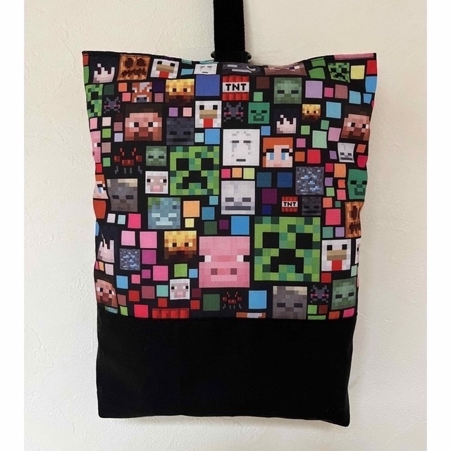 マインクラフト  シューズバッグ  上履き入れ  ハンドメイド キッズ/ベビー/マタニティのこども用バッグ(シューズバッグ)の商品写真