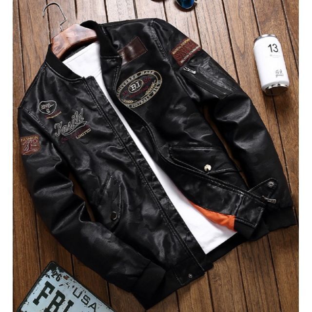 バイク ジャケット メンズ アウター ジャンパー ミリタリー ブラック XL