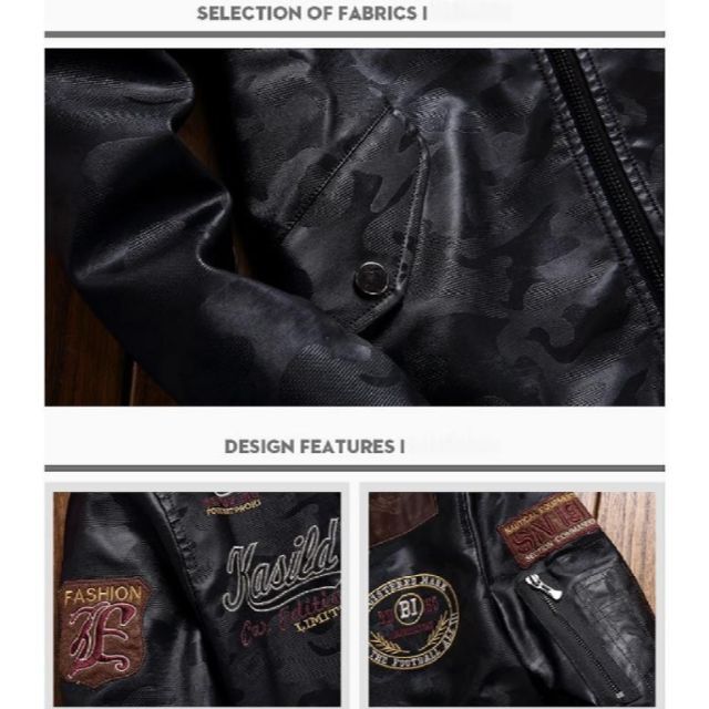 バイク ジャケット メンズ アウター ジャンパー ミリタリー ブラック XL メンズのジャケット/アウター(ライダースジャケット)の商品写真