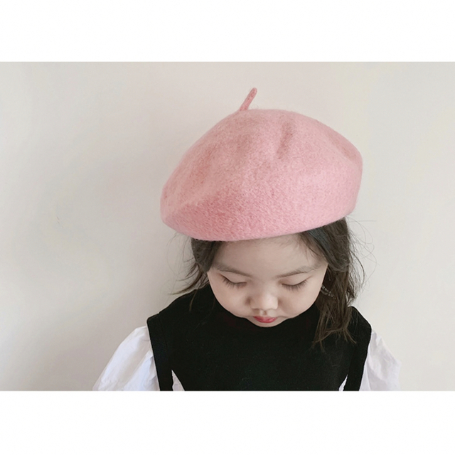 韓国子供服　子供/キッズ/ベビー  ウールベレー帽 ハット ベージュ キッズ/ベビー/マタニティのこども用ファッション小物(帽子)の商品写真
