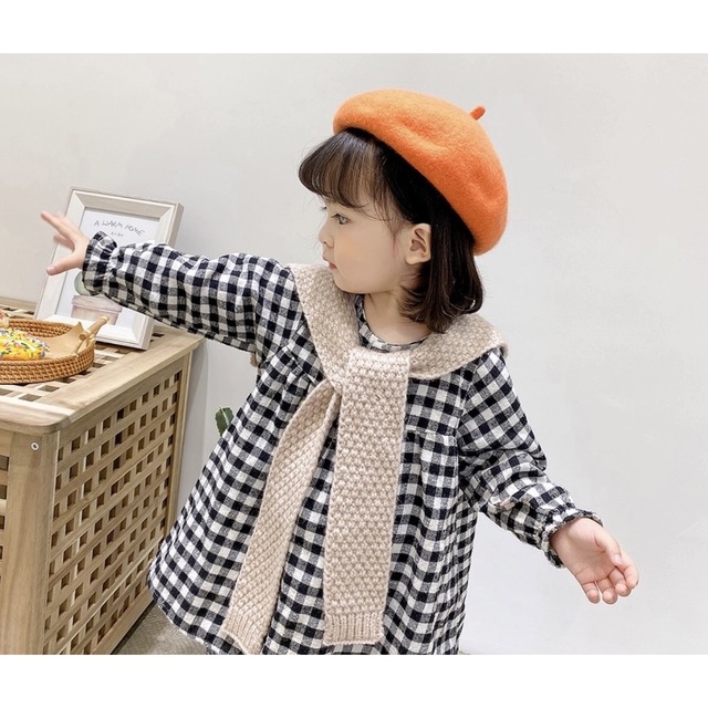 韓国子供服　子供/キッズ/ベビー  ウールベレー帽 ハット キイロ キッズ/ベビー/マタニティのこども用ファッション小物(帽子)の商品写真