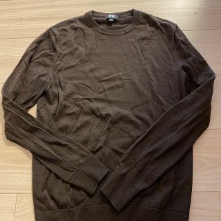 ユニクロ(UNIQLO)のユニクロ　UNIQLO ニット　毛100% メンズ S ブラウン(ニット/セーター)