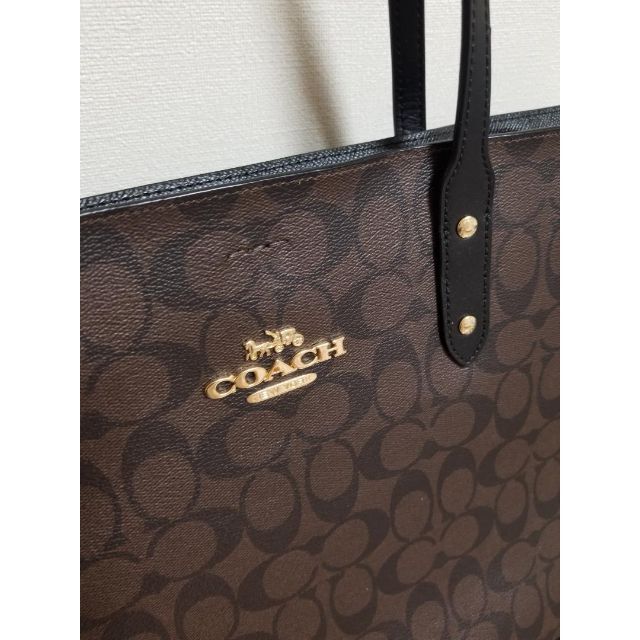 美品COACH  トートバッグ メタリック レザー トート F37153 タグ付