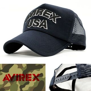 アヴィレックス(AVIREX)のメッシュキャップ 帽子 AVIREX USA ネイビー 14407200-49(キャップ)