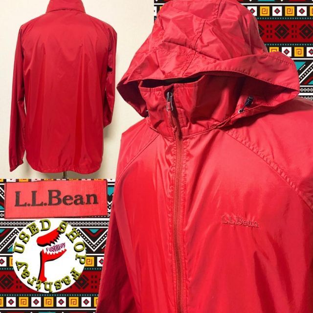 L.L.Bean(エルエルビーン)のSJ24　古着　L.L.Bean ナイロンジャケット パーカー 赤 ワンポイント メンズのジャケット/アウター(ナイロンジャケット)の商品写真