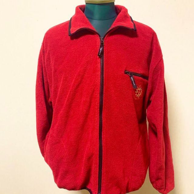 AT5　古着　フリースジャケット　フリース　長袖　防寒　アウター　ジャケット　赤 メンズのトップス(ニット/セーター)の商品写真