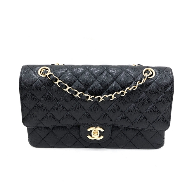 シャネル CHANEL キャビアスキン ダブルフラップ ショルダーバッグ