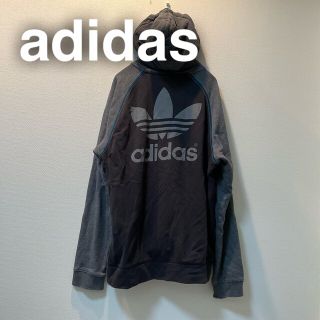 アディダス(adidas)のadidas アディダス　ジップアップパーカー　トレフォイル　グレー　バイカラー(パーカー)