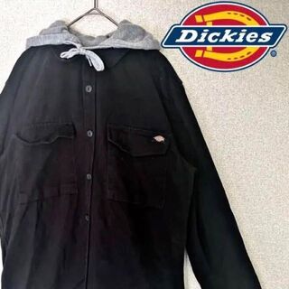 Dickies ワークシャツジャケット M L レイヤード風 フード