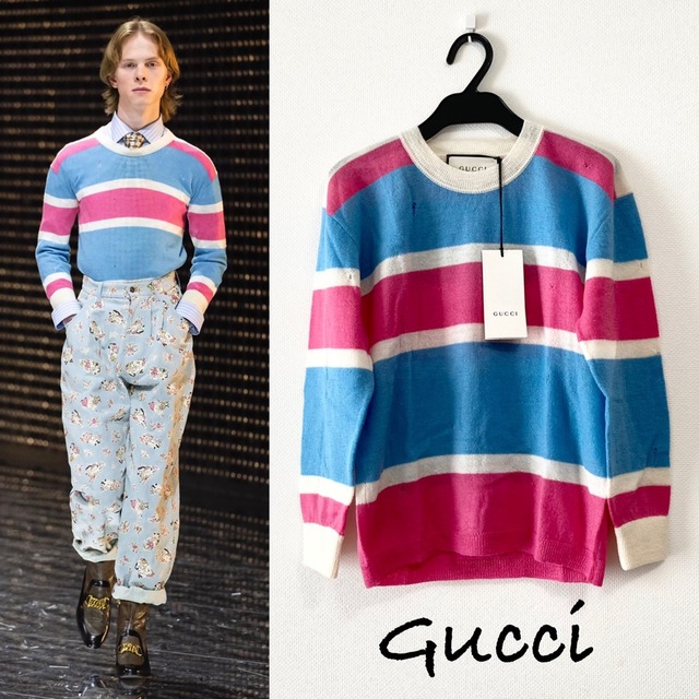 Gucci(グッチ)の19.Fall 新品■GUCCI/グッチ ニット/セーター ボーダー タグ付き メンズのトップス(ニット/セーター)の商品写真