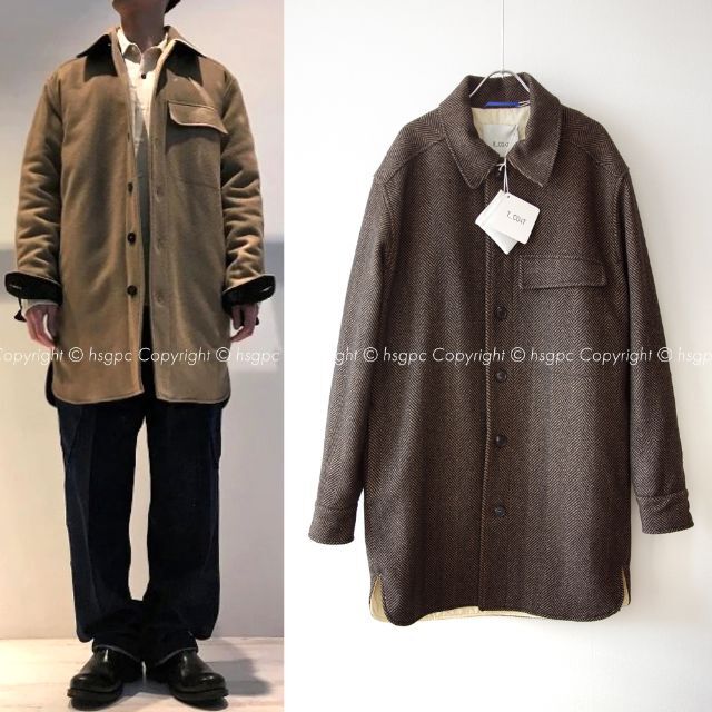 T_COAT ヘリンボーンウール オーバーサイズコート ティーコート ジャケット￥74800カラー