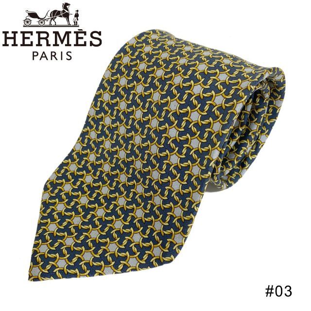 Hermes(エルメス)の■送無【エルメス】ネクタイ フランス製 シルク メンズ グリーン イエロ#03 メンズのファッション小物(ネクタイ)の商品写真