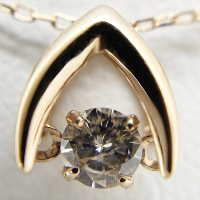 良品/スイングダイヤモンドネックレス/K18PG/天然ダイヤモンド0.10ct-