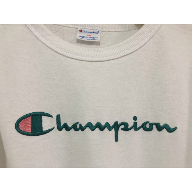 Champion(チャンピオン)の美品 チャンピオン キッズ ロンT ロゴ刺繍 5Y 6Y アローズ 120センチ キッズ/ベビー/マタニティのキッズ服女の子用(90cm~)(Tシャツ/カットソー)の商品写真