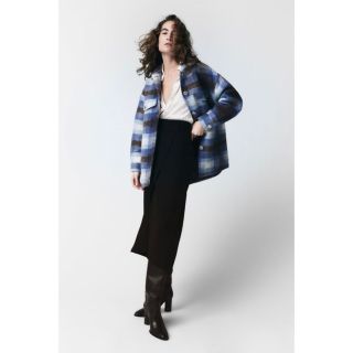 ザラ(ZARA)のZARA シャツジャケット　チェック　ブルー(テーラードジャケット)