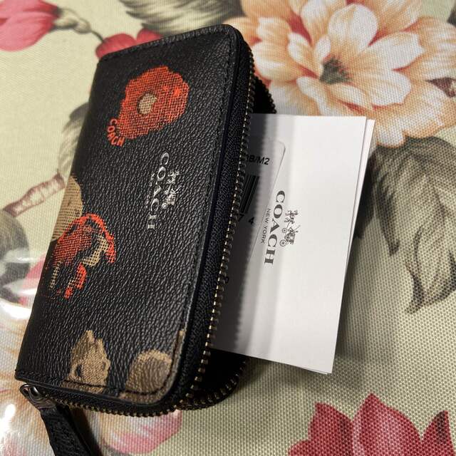 未使用COACH コーチ コインケース 小銭入れ ダブルジッパー フローラル