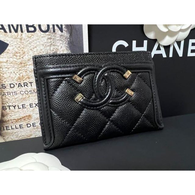 【29番台】CHANEL フィリグリー カードケース キャビアスキン 付属品完品