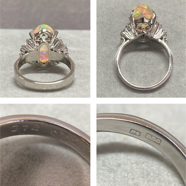 Pt850 3.72ct ファイアオパールとダイヤモンドリング　指輪 レディースのアクセサリー(リング(指輪))の商品写真