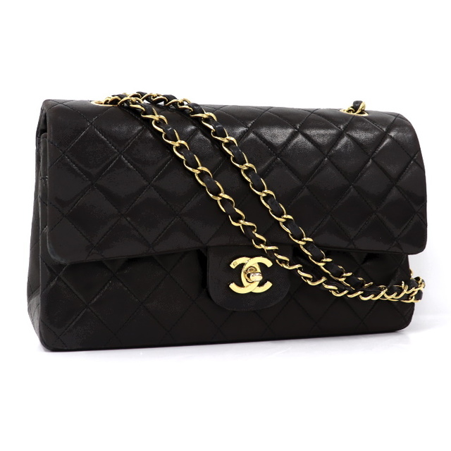 CHANEL Wフラップ ダブルチェーン ショルダーバッグ マトラッセ 25