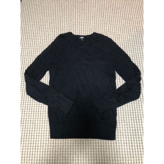 ユニクロ(UNIQLO)のユニクロ カシミヤ 綿 セーター ブラック Sサイズ Vネック メンズ(ニット/セーター)