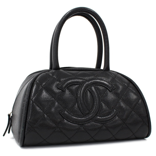 CHANEL - CHANEL ミニボストンバッグ キャビアスキン レザー CHANEL - CHANEL ミニボストンバッグ キャビアスキン レザー