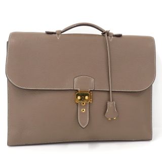 エルメス(Hermes)のHERMES ビジネスバッグ サックアデペッシュ38 レザー エトゥープ(ビジネスバッグ)