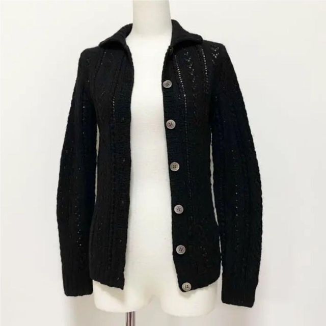 pas de calais パドカレ 透かし編み ラナウール ニットカーディガン