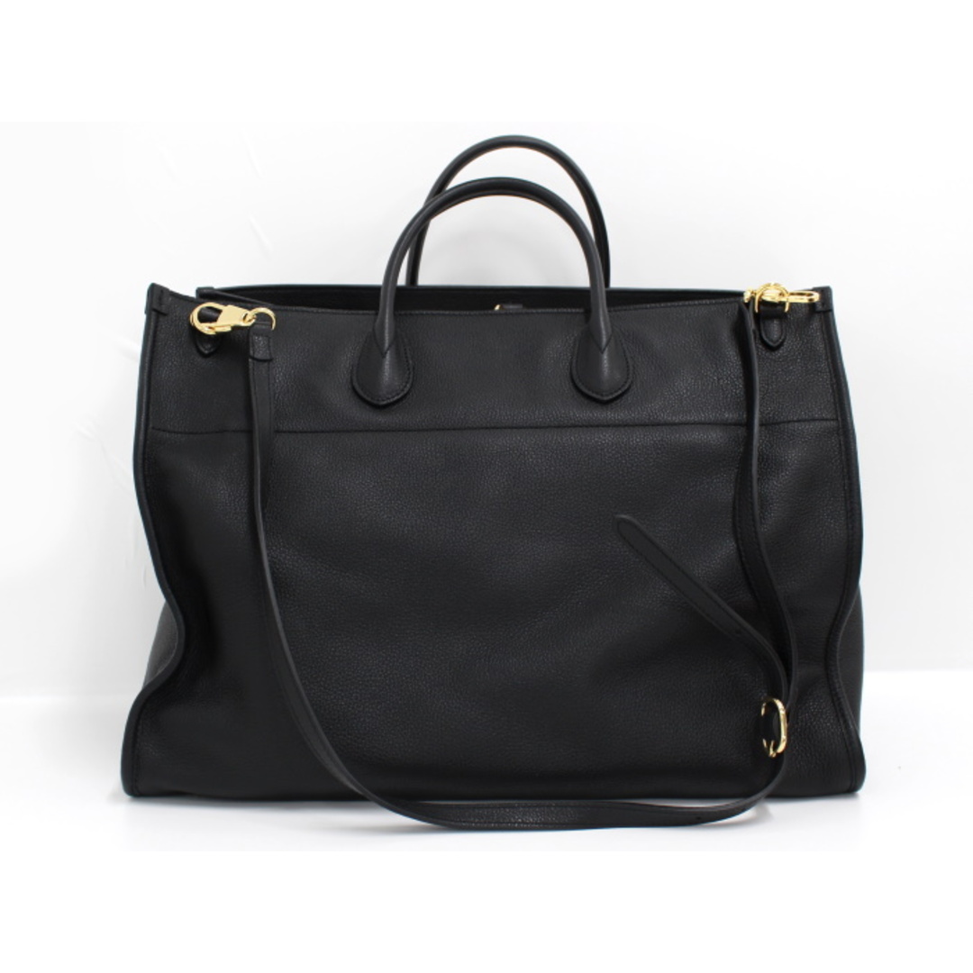 GUCCI - GUCCI 2WAY トートバッグ ロゴ ラージ レザー ブラック GUCCI - GUCCI 2WAY トートバッグ ロゴ ラージ レザー ブラック