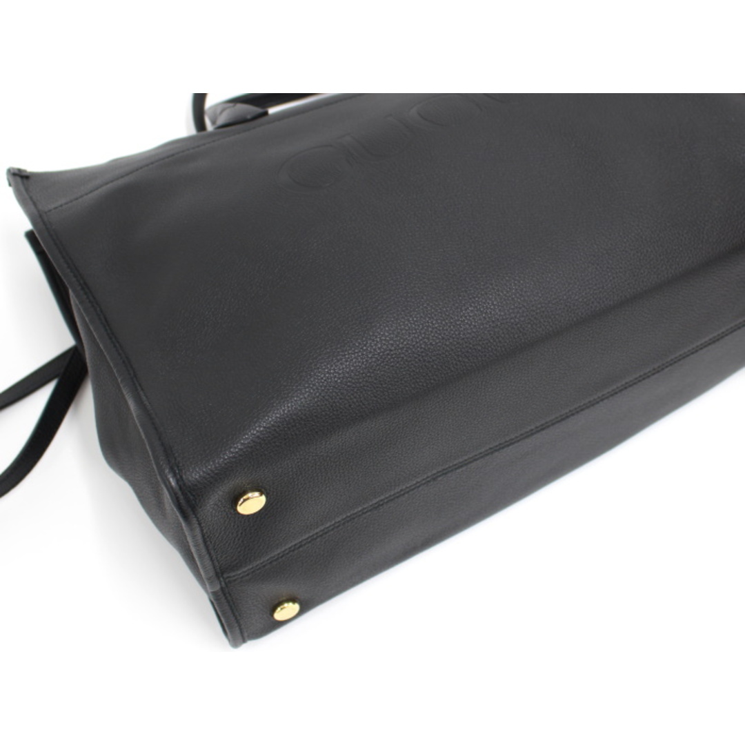 GUCCI - GUCCI 2WAY トートバッグ ロゴ ラージ レザー ブラック GUCCI - GUCCI 2WAY トートバッグ ロゴ ラージ レザー ブラック