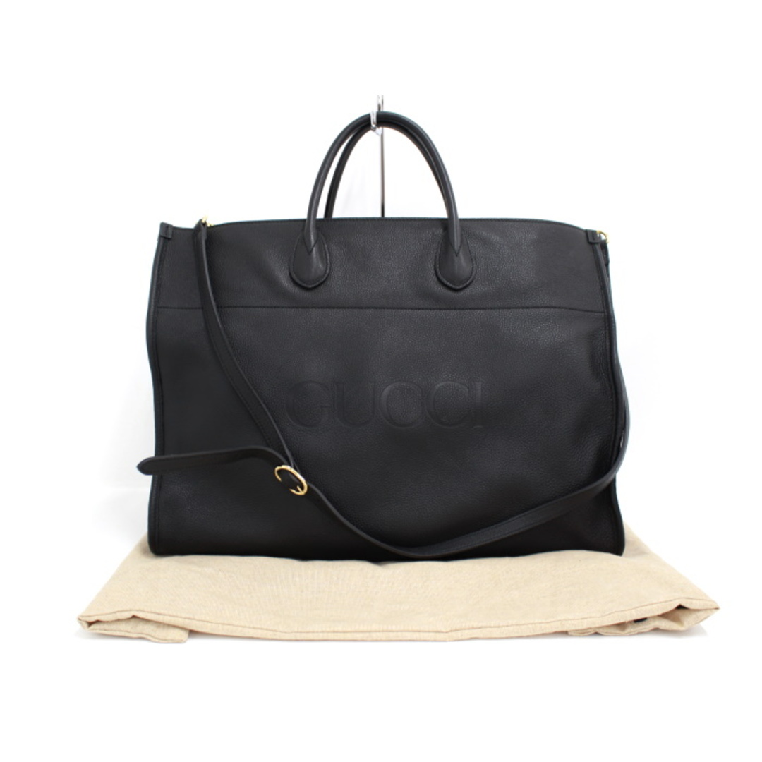 GUCCI - GUCCI 2WAY トートバッグ ロゴ ラージ レザー ブラック GUCCI - GUCCI 2WAY トートバッグ ロゴ ラージ レザー ブラック