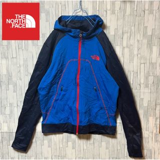 ザノースフェイス(THE NORTH FACE)のノースフェイス フリースジャケット 赤青紺 フード 刺繍ロゴ ブルー(ブルゾン)