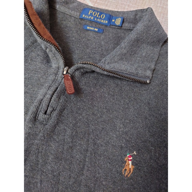 POLO RALPH LAUREN(ポロラルフローレン)のポロラルフローレン　スウェット　ハーフジップ　ポニー刺繍　グレー　M メンズのトップス(ニット/セーター)の商品写真