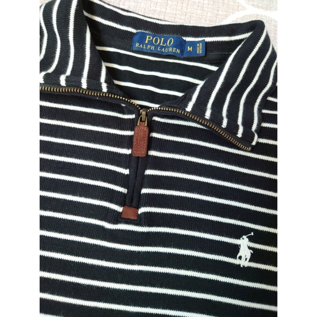 POLO RALPH LAUREN(ポロラルフローレン)のポロラルフローレン　スウェット　ハーフジップ　　ボーダー　M メンズのトップス(ニット/セーター)の商品写真