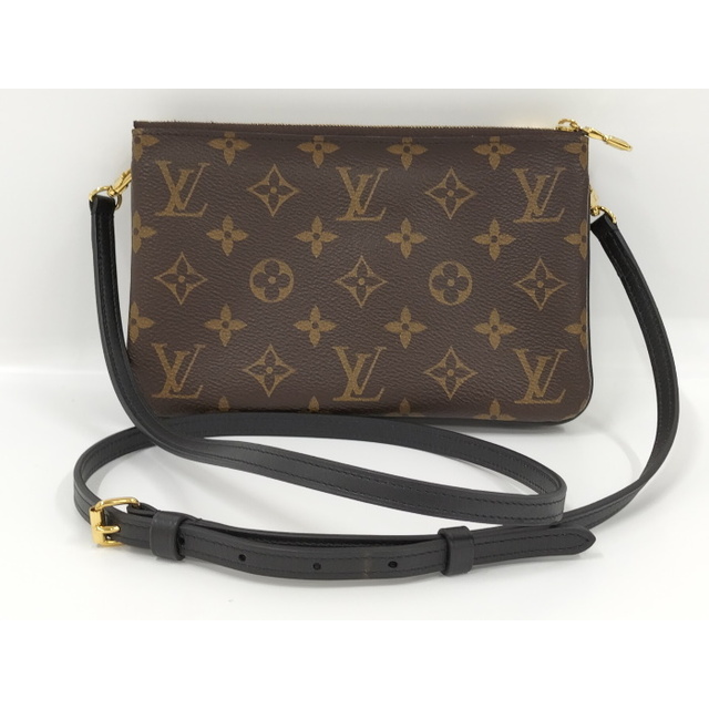 LOUIS VUITTON ポシェット ドゥーブル ジップ ショルダーバッグブラウン素材ライン