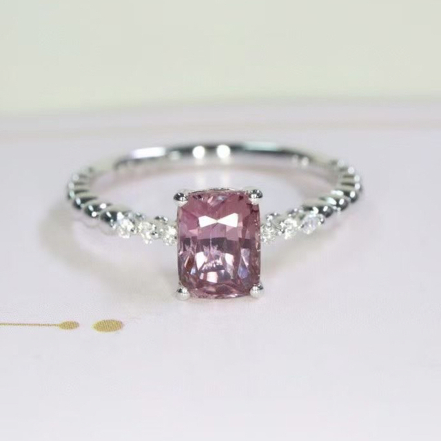 天然 非加熱パパラチアサファイア ダイヤ リング1.26ct k18 f - リング