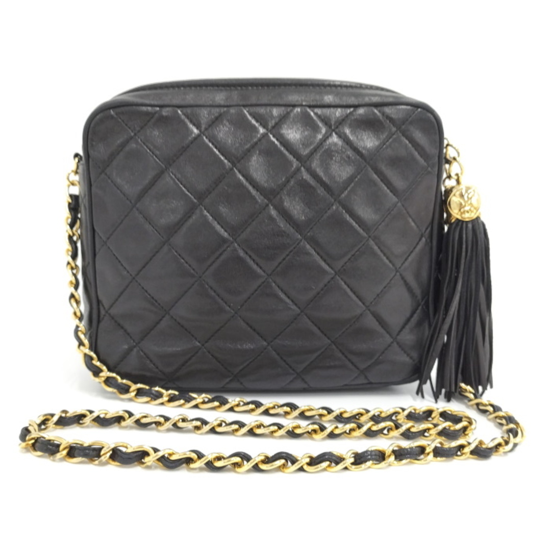CHANEL チェーンショルダーバッグ タッセル マトラッセ ラムスキン CHANEL チェーンショルダーバッグ タッセル マトラッセ ラムスキン