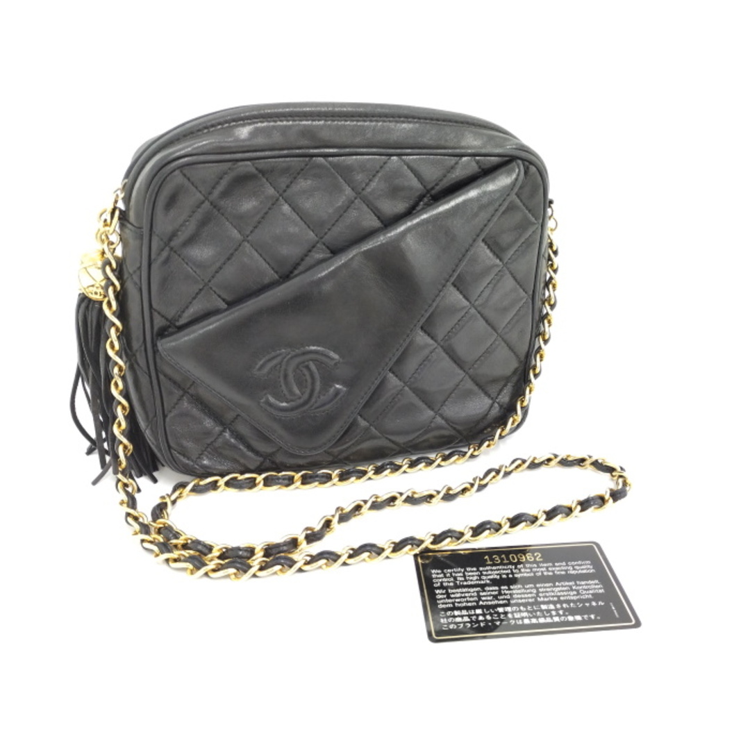 CHANEL チェーンショルダーバッグ タッセル マトラッセ ラムスキン CHANEL チェーンショルダーバッグ タッセル マトラッセ ラムスキン
