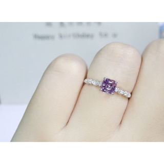 天然ピンクパープル サファイア  ダイヤ リング1.05ct k18 f