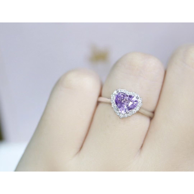 天然 パープル サファイア  ダイヤ リング1.29ct k18 f