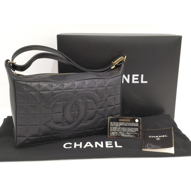 CHANEL ワンショルダーバッグ チョコバー レザー ブラック