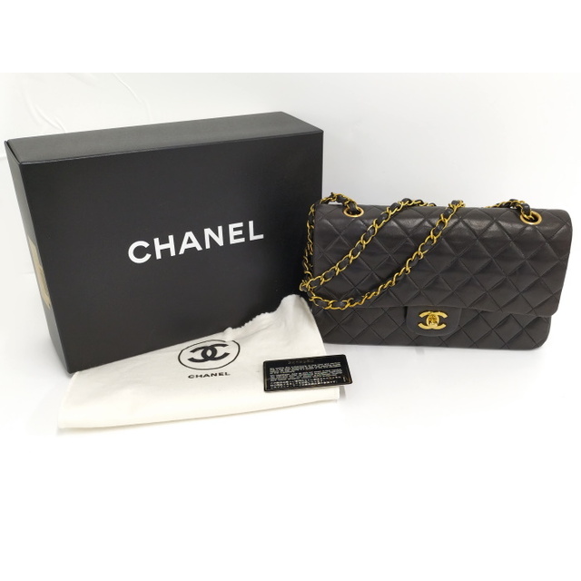 CHANEL ダブルチェーンショルダーバッグ マトラッセ25 ラムスキン