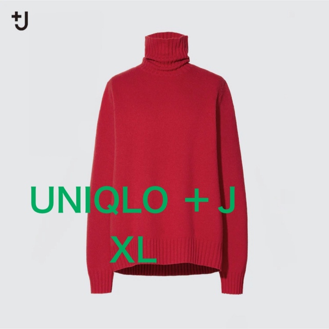 ユニクロ+jカシミアブレンドタートルネックセーター 赤 Mサイズ