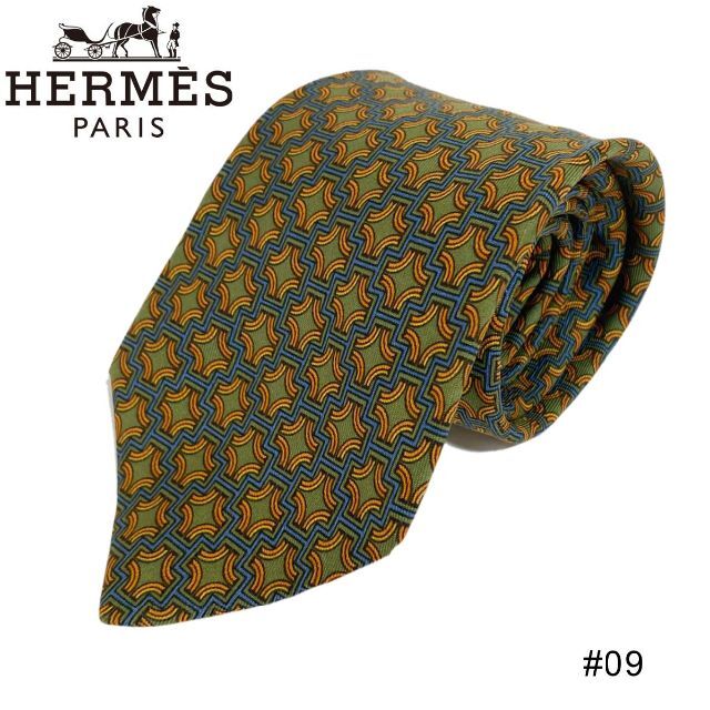 Hermes(エルメス)の■送無【エルメス】ネクタイ フランス製 シルク 高級 メンズ グリーン #09 メンズのファッション小物(ネクタイ)の商品写真