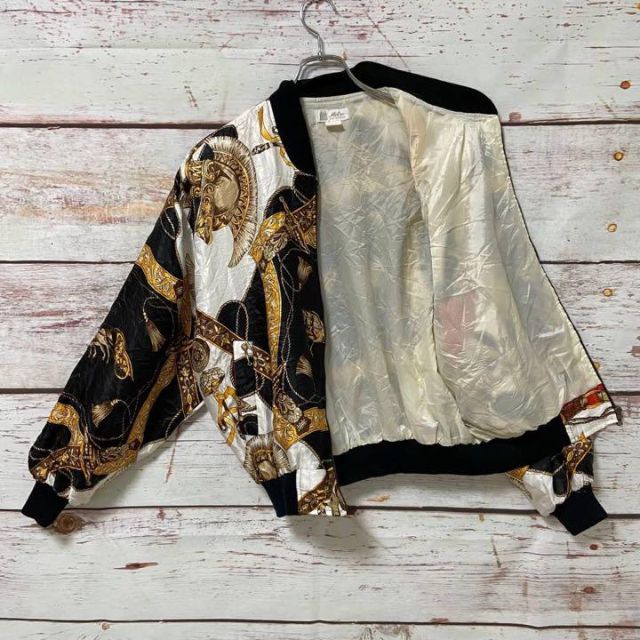 【一点物】90s ジャケット スカーフ柄 レトロ 個性派 奇抜 XL相当 メンズのジャケット/アウター(ナイロンジャケット)の商品写真