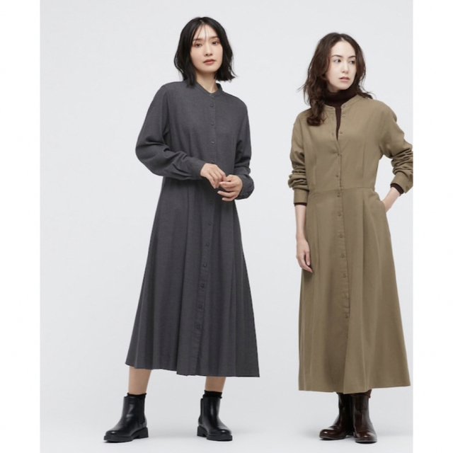 UNIQLO(ユニクロ)のソフトフランネルフレアワンピース　UNIQLO レディースのワンピース(ロングワンピース/マキシワンピース)の商品写真