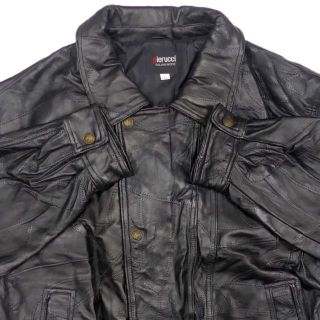 ライダースジャケット 本革 シングル メンズ レザージャケット L 黒