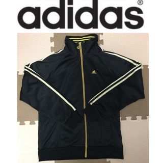 アディダス(adidas)のadidas ジャージ ストライプ ロゴ ブラック ゴールド レディース(その他)